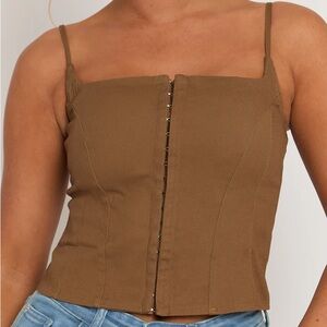 NWT White Fox Stopping you Denim Bustier Top